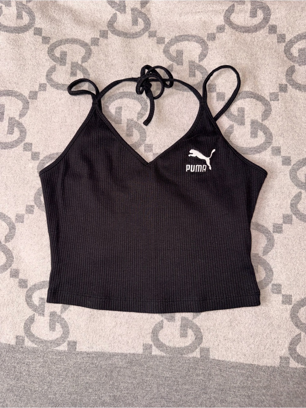 Puma Black Ribbed Cropped Tank - Picture 2 of 7